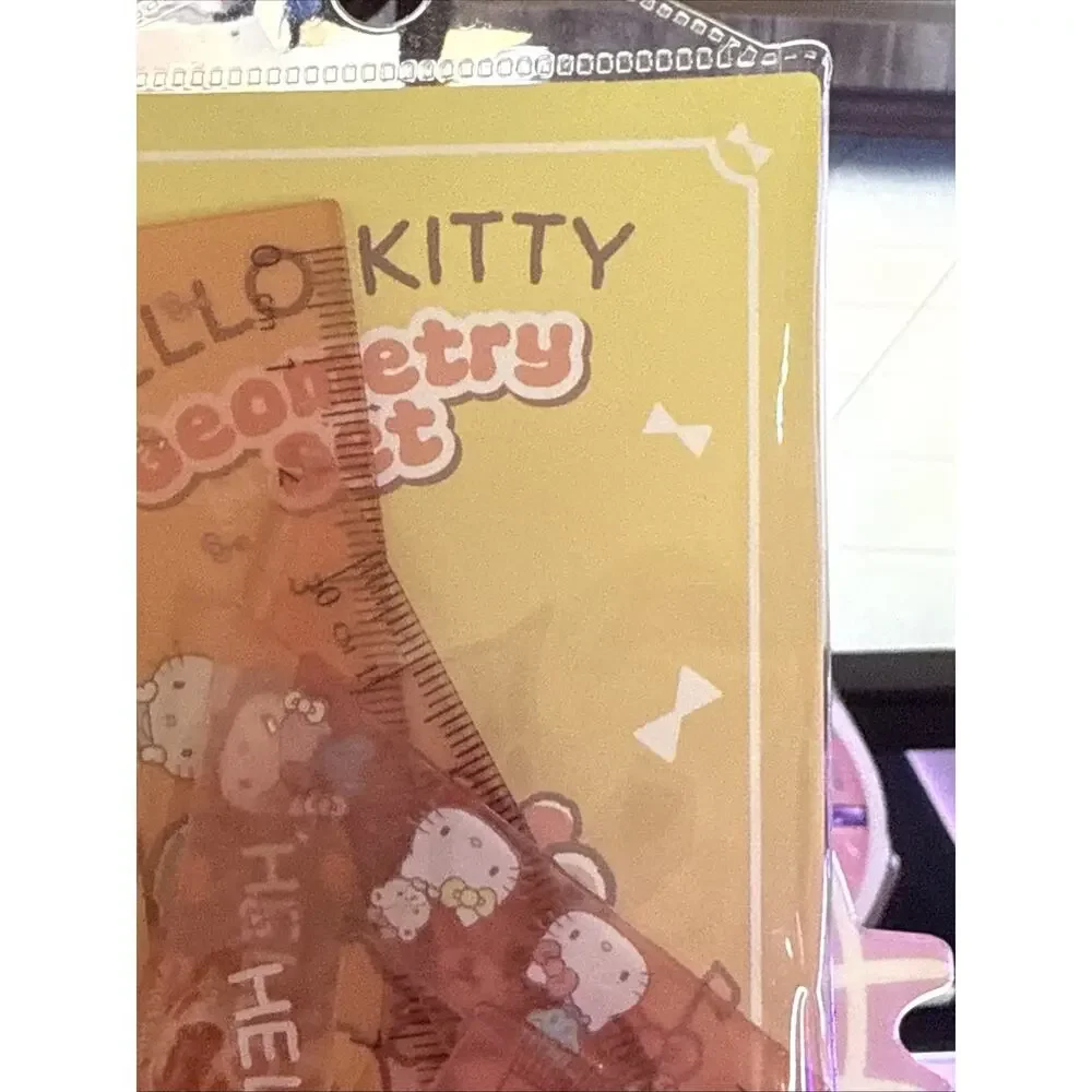 Sanrio Hello Kitty Geometry Set Ruler Triangle Protractor 2025 4 Pc Acrylic cm